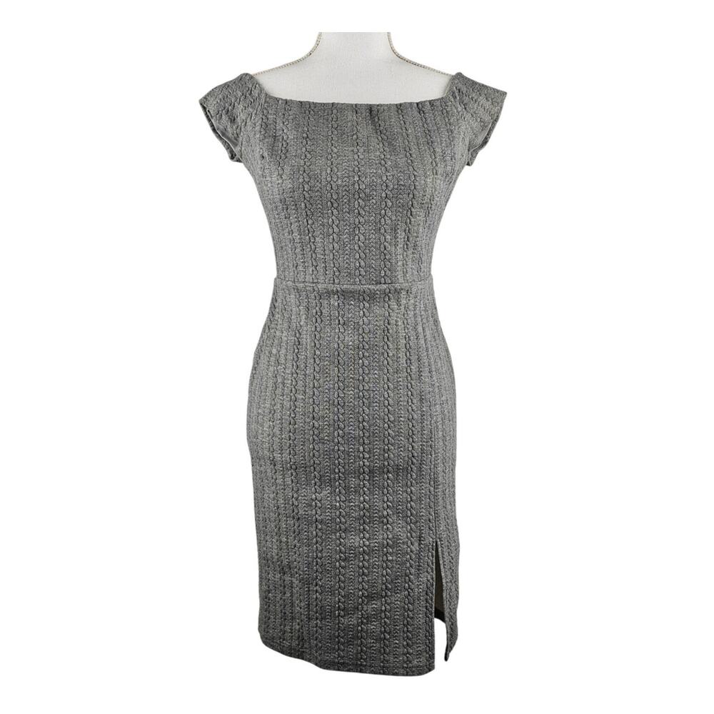 ALI & JAY “WON’T BE SILENCED” DRESS – GRAY – SIZE SMALL – OFF-SHOULDER – BODYCON